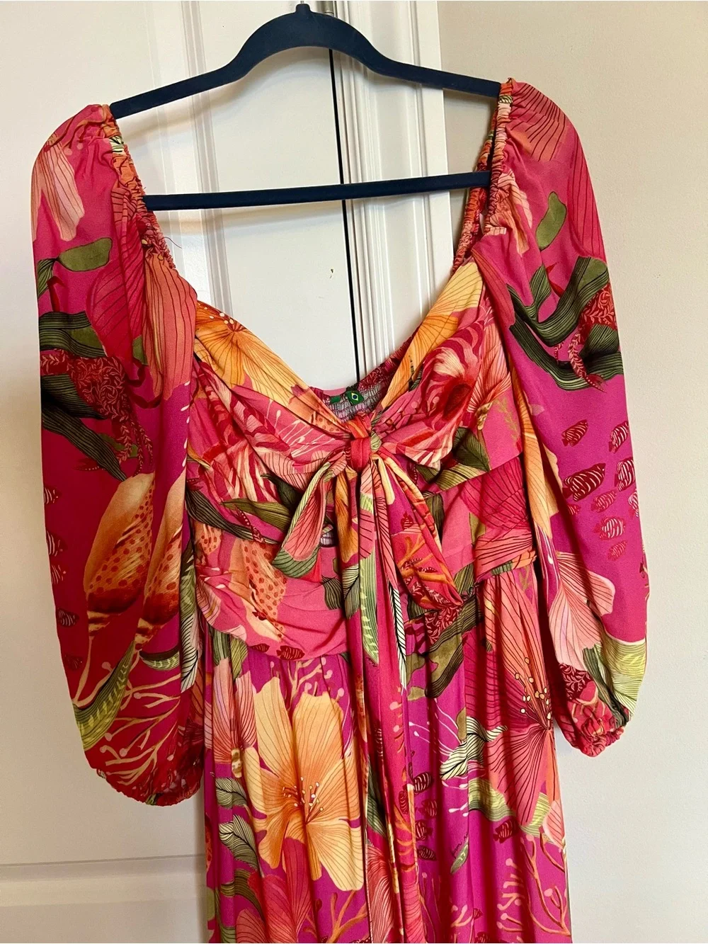 FARM Rio Brazil Hot Pink & Orange Floral Tie-Front Maxi Dress - Picture 6 of 8